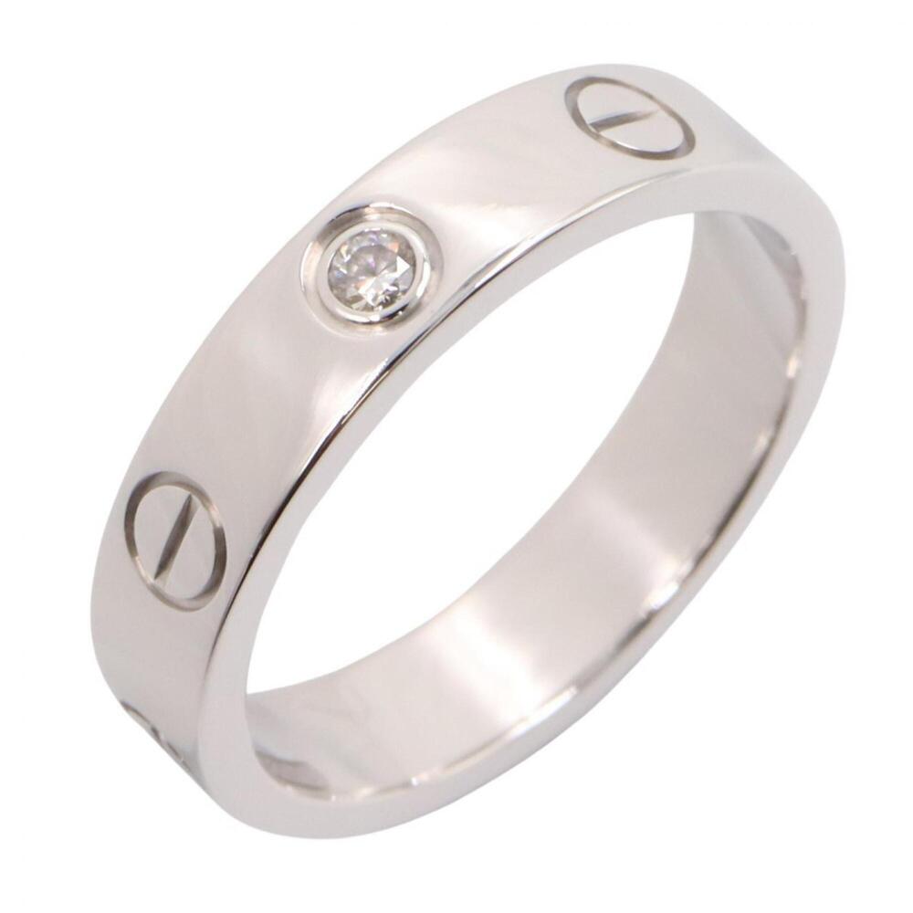 Cartier Mini Love Ring 1PD - 18K White Gold (18KWG) Diamond Women's Silver/Cl...